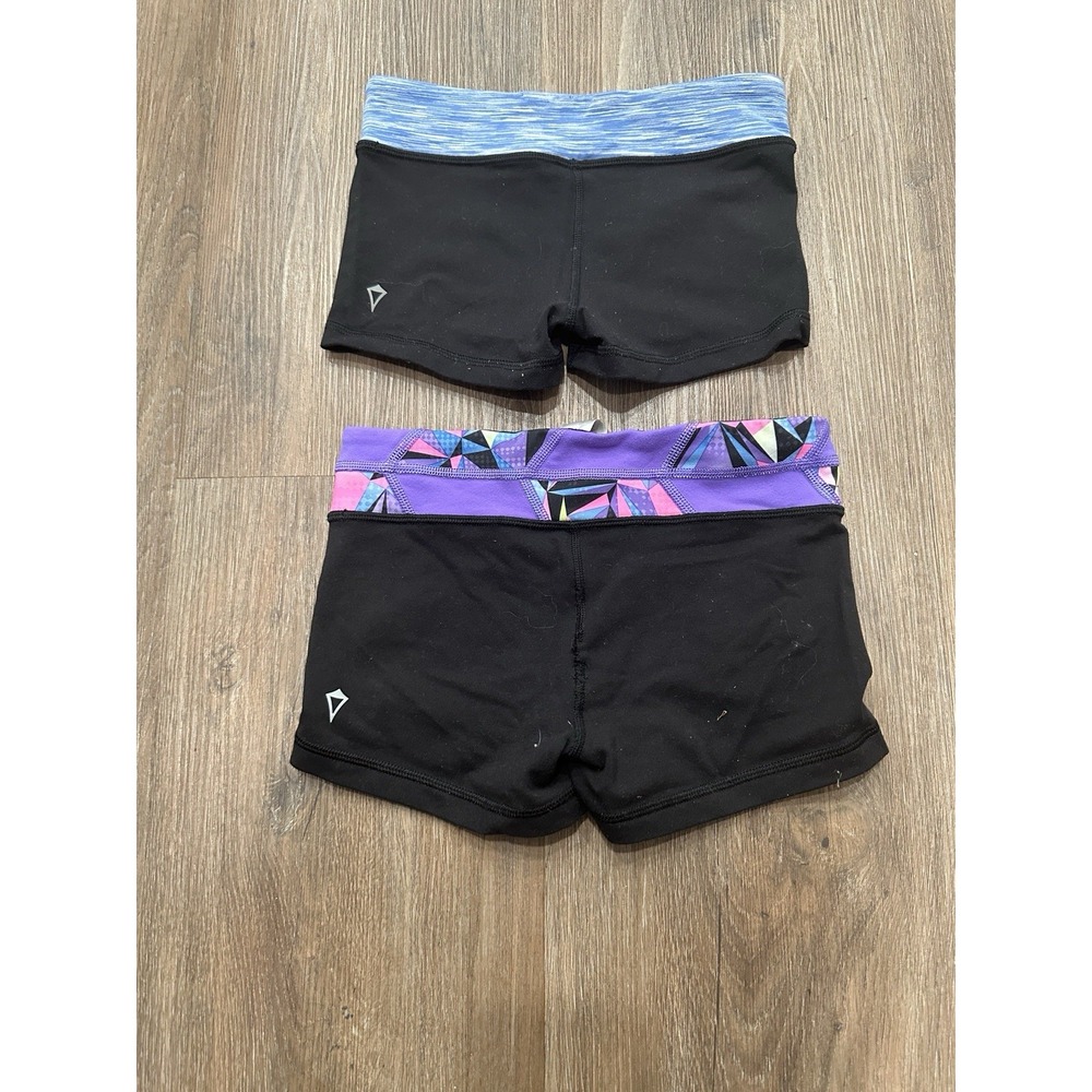 3 Ivivva black rollover girls short tights athletic purple pink Size‎ 10, 8